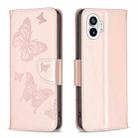 For Nothing Phone 1 Two Butterflies Embossing Leather Phone Case(Rose Gold) - 1