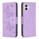 For Nothing Phone 1 Two Butterflies Embossing Leather Phone Case(Purple) - 1