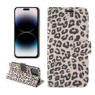 For iPhone 14 Pro Max Leopard Pattern Horizontal Flip Leather Phone Case (Brown) - 1