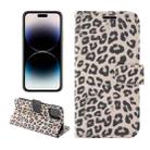 For iPhone 14 Pro Leopard Pattern Horizontal Flip Leather Phone Case(Brown) - 1