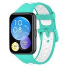 For Huawei Watch Fit 2 Two-Color Breathable Silicone Watch Band(Cyan White) - 1