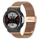 For Huami Amazfit T-Rex 2 Snap-fit Stainless Steel Mesh Watch Band(Rose Gold) - 1