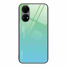 For Huawei P50 Pro Gradient Color Glass Case(Green Cyan) - 1