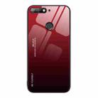 For Huawei Enjoy 8e Gradient Color Glass Case(Red Black) - 1