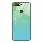 For Huawei Enjoy 8e Gradient Color Glass Case(Green Cyan) - 1