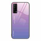 For Huawei Enjoy 20 SE Gradient Color Glass Case(Pink Purple) - 1