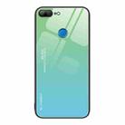 For Honor 9 Lite Gradient Color Glass Phone Case(Green Cyan) - 1