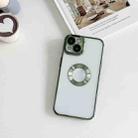 For iPhone 13 Electroplating CD Texture Transparent Case(Dark Green) - 1