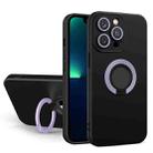 For iPhone 11 Contrast Color TPU Holder Phone Case (Black+Purple) - 1