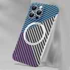 For iPhone 14 Rimless Carbon Fiber Texture MagSafe Magnetic Case (Blue+Silver+Purple) - 1