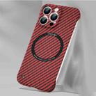 For iPhone 14 Plus Rimless Carbon Fiber Texture MagSafe Magnetic Case (Red) - 1