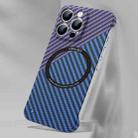 For iPhone 14 Plus Rimless Carbon Fiber Texture MagSafe Magnetic Case (Blue+Purple) - 1