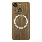 For iPhone 14 Plus Skin Feel Wood Texture MagSafe Magnetic Phone Case (Yellow) - 1
