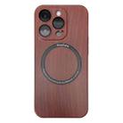 For iPhone 14 Pro Max Skin Feel Wood Texture MagSafe Magnetic Phone Case (Red) - 1