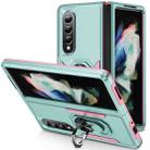 For Samsung Galaxy Z Fold4 PC + TPU Shockproof All Inclusive Phone Case with Holder(Green+Pink) - 1