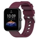 For Amazfit Bip 3 20mm Steps Style Silicone Watch Band(Wine Red) - 1