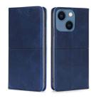 For iPhone 14 Plus Cow Texture Magnetic Leather Phone Case (Blue) - 1