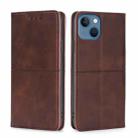 For iPhone 14 Plus Cow Texture Magnetic Leather Phone Case (Dark Brown) - 1