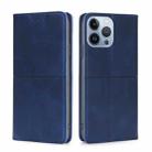 For iPhone 14 Pro Cow Texture Magnetic Leather Phone Case(Blue) - 1