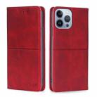 For iPhone 14 Pro Max Cow Texture Magnetic Leather Phone Case (Red) - 1