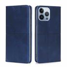For iPhone 14 Pro Max Cow Texture Magnetic Leather Phone Case (Blue) - 1