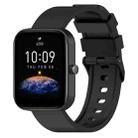 For Amazfit Bip 3 20mm Step Silicone Strap Stainless Steel Black Buckle(Black) - 1