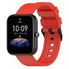 For Amazfit Bip 3 20mm Step Silicone Strap Stainless Steel Black Buckle(Red) - 1