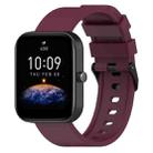 For Amazfit Bip 3 20mm Step Silicone Strap Stainless Steel Black Buckle(Wine Red) - 1