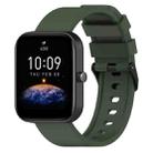 For Amazfit Bip 3 20mm Step Silicone Strap Stainless Steel Black Buckle(Army Green) - 1