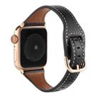 T-shaped Genuine Leather Starry Sky Watch Band For Apple Watch Ultra 49mm&Watch Ultra 2 49mm / Series 9&8&7 45mm / SE 3&SE 2&6&SE&5&4 44mm / 3&2&1 42mm(Black and Gold Buckle) - 1