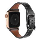 T-shaped Genuine Leather Starry Sky Watch Band For Apple Watch Ultra 49mm&Watch Ultra 2 49mm / Series 9&8&7 45mm / SE 3&SE 2&6&SE&5&4 44mm / 3&2&1 42mm(Black and Black Buckle) - 1