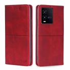For vivo iQOO 10 Cow Texture Magnetic Leather Phone Case(Red) - 1