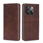 For OnePlus 10T Cow Texture Magnetic Leather Phone Case(Dark Brown) - 1