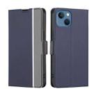 For iPhone 14 Plus Twill Texture Side Button Leather Phone Case (Blue) - 1
