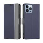 For iPhone 14 Pro Twill Texture Side Button Leather Phone Case(Blue) - 1