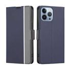 For iPhone 14 Pro Max Twill Texture Side Button Leather Phone Case (Blue) - 1