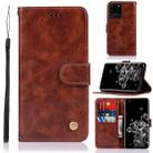 For Galaxy S20 Ultra Retro Copper Button Crazy Horse Horizontal Flip PU Leather Case with Holder & Card Slots & Wallet & Lanyard(Brown) - 1