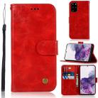 For Galaxy S20+ Retro Copper Button Crazy Horse Horizontal Flip PU Leather Case with Holder & Card Slots & Wallet & Lanyard(Red) - 1