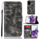 For Galaxy S20 Retro Copper Button Crazy Horse Horizontal Flip PU Leather Case with Holder & Card Slots & Wallet & Lanyard(Grey) - 1
