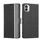 For Nothing Phone 1 Twill Texture Side Button Leather Phone Case(Black) - 1