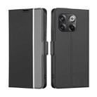 For OnePlus 10T Twill Texture Side Button Leather Phone Case(Black) - 1
