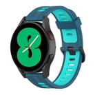 For Samsung Galaxy Watch 5 40mm 20mm Two-color Stripe Silicone Watch Band(Teal+Blue) - 1