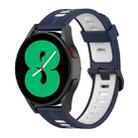 For Samsung Galaxy Watch 5 44mm 20mm Two-color Stripe Silicone Watch Band(Midnight Blue+White) - 1