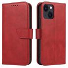 For iPhone 14 Plus Calf Texture Buckle Flip Leather Phone Case (Red) - 1