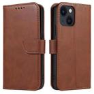 For iPhone 14 Plus Calf Texture Buckle Flip Leather Phone Case (Brown) - 1