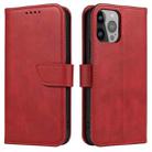 For iPhone 14 Pro Max Calf Texture Buckle Flip Leather Phone Case (Red) - 1