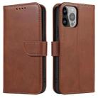 For iPhone 14 Pro Max Calf Texture Buckle Flip Leather Phone Case (Brown) - 1