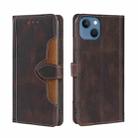 For iPhone 14 Skin Feel Magnetic Buckle Leather Phone Case (Brown) - 1