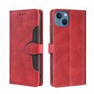For iPhone 14 Plus Skin Feel Magnetic Buckle Leather Phone Case (Red) - 1
