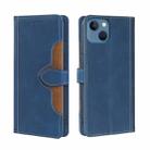 For iPhone 14 Plus Skin Feel Magnetic Buckle Leather Phone Case (Blue) - 1